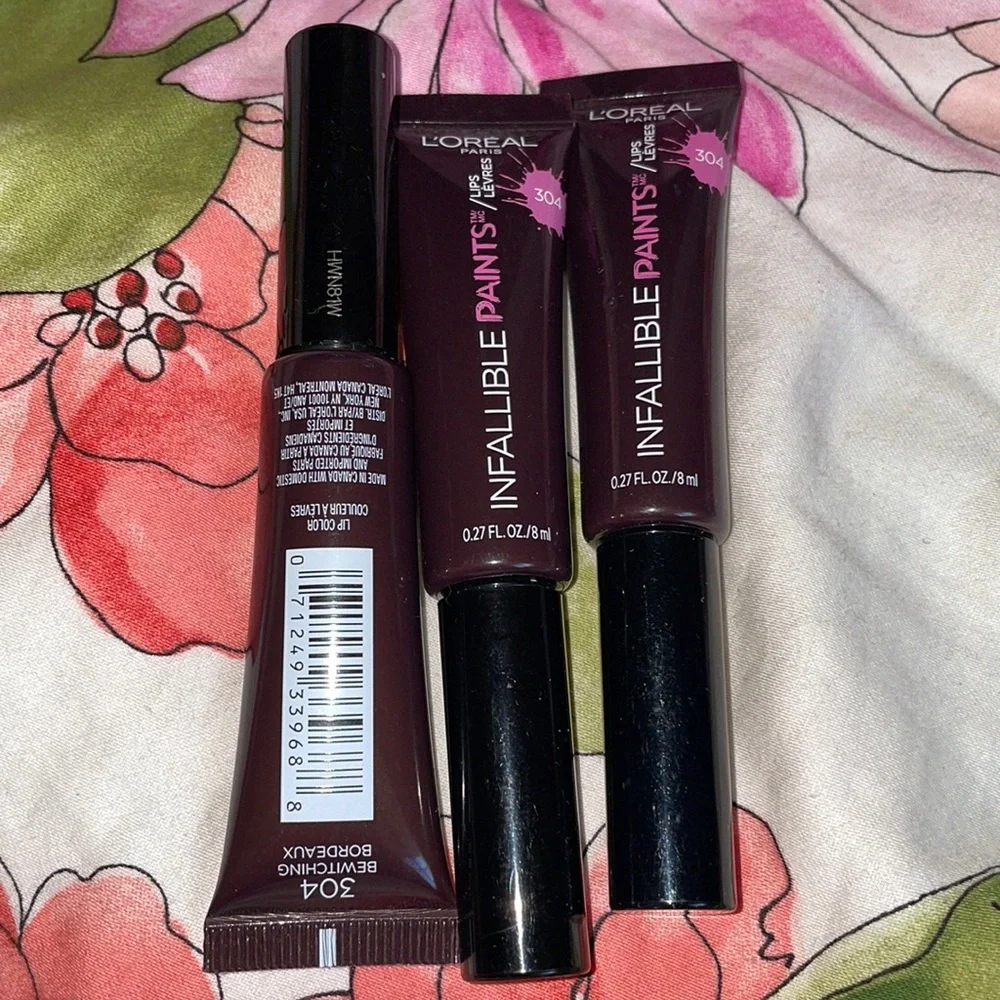 3 pcs BN Loreal Infallible Paint lipstick #304 Bewitching Bordeaux